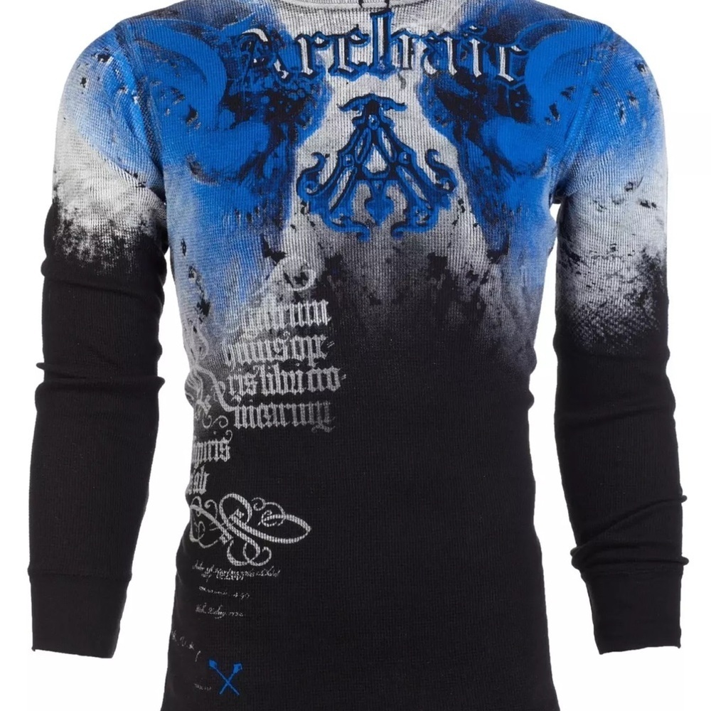 Archaic Blue and Black Long Sleeve Tee with Gradient Design